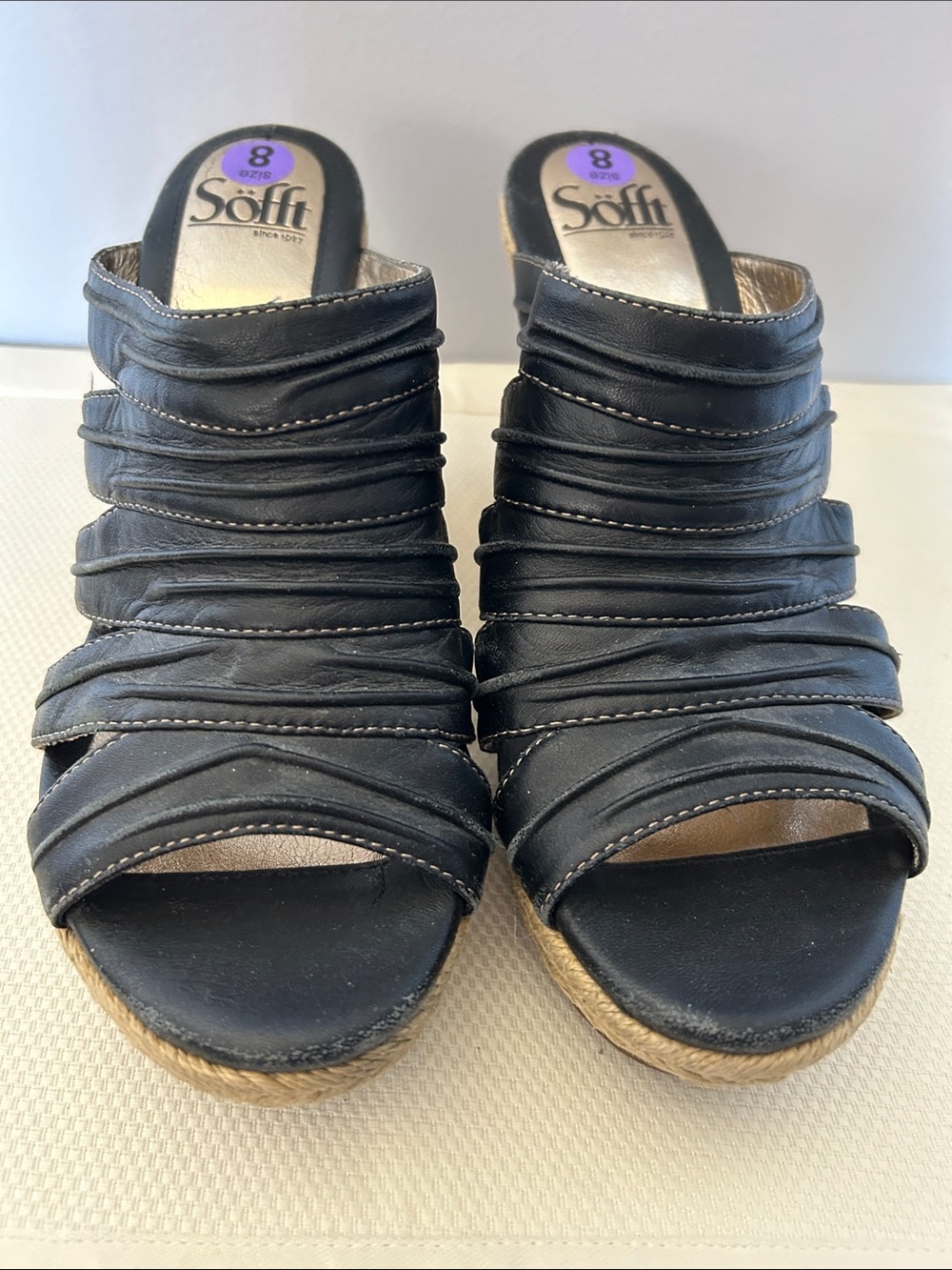 Sofft Ruched Leather Espadrilles